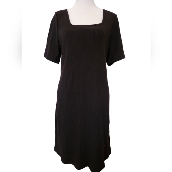 New 1X Puma Black Ribbed Square Neck Bodycon Dress - Picture 4 of 16